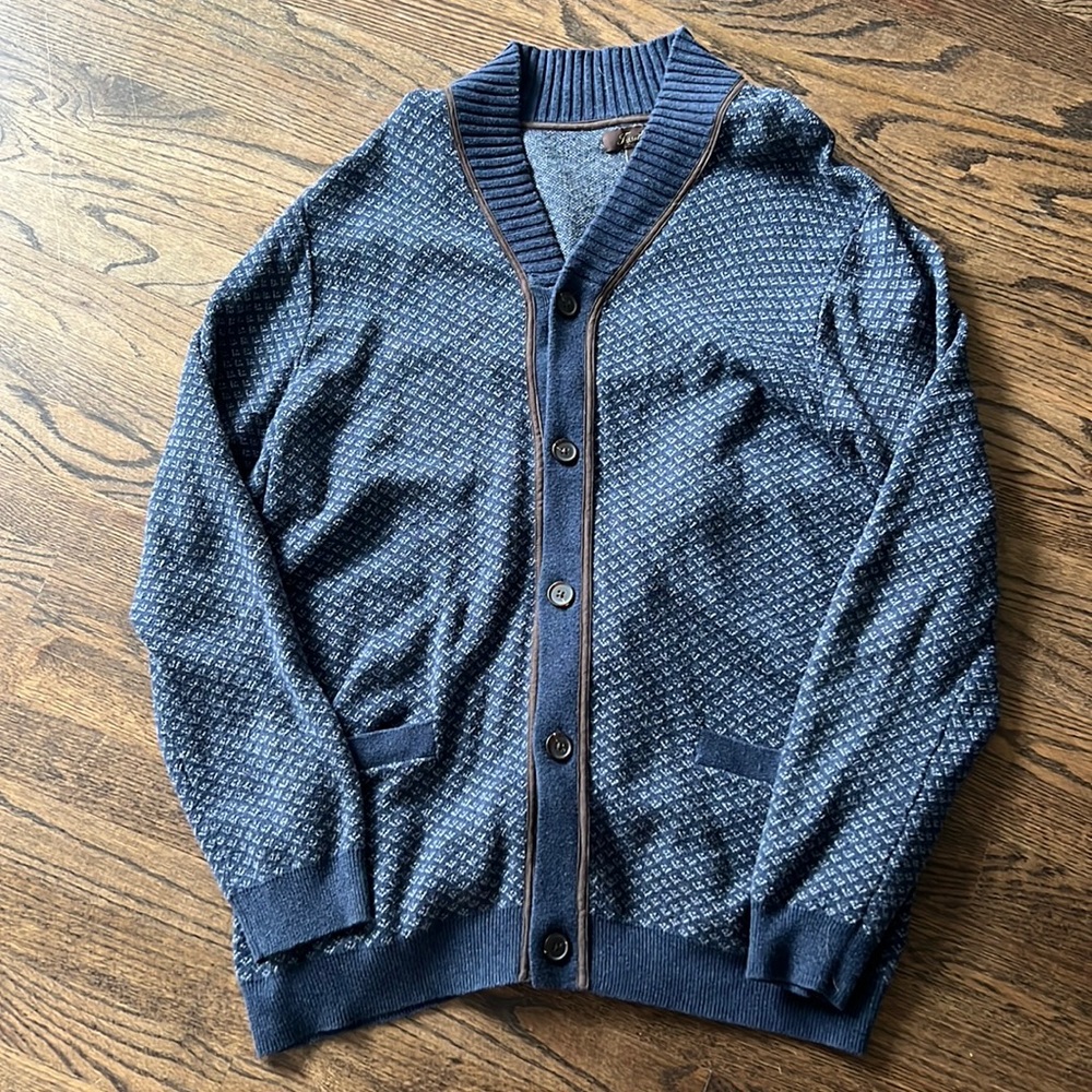 Tasso Elba Blue Button Down Sweater - XL